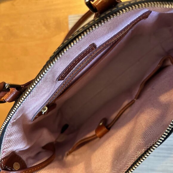 Dooney & Bourke Dillen Pocket Satchel, black pebbled leather, Brown Leather trim - Picture 13 of 15